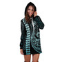 American Samoa Hoodie Dress Kakau Style Turquoise