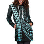 Tonga Hoodie Dress Kakau Style Turquoise