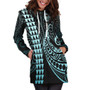 Guam Hoodie Dress Kakau Style Turquoise