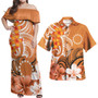 Cook Islands Polynesian Pattern Combo Dress And Shirt - Floral Spirit Orange