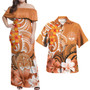 Marshall Islands Polynesian Pattern Combo Dress And Shirt - Floral Spirit Orange