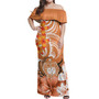 Samoa Polynesian Pattern Combo Dress And Shirt - Floral Spirit Orange