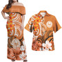 Tahiti Polynesian Pattern Combo Dress And Shirt - Floral Spirit Orange