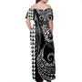 Northern Mariana Islands Off Shoulder Long Dress Kakau Style White