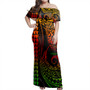 Tokelau Off Shoulder Long Dress Kakau Style Reggae