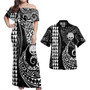 Marshall Islands Combo Dress And Shirt Kakau Style White