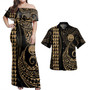 Marshall Islands Combo Dress And Shirt Kakau Style Gold