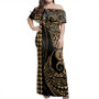 Northern Mariana Islands Combo Dress And Shirt Kakau Style Gold