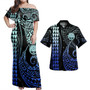 Marshall Islands Combo Dress And Shirt Kakau Style Gradient Blue
