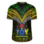 Cook Islands Flag Color With Traditional Patterns Men's All Over Printing Rugby Jersey