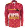 Papua New Guinea Long Sleeve Shirt Lowpolly Pattern with Polynesian Motif