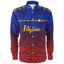 Philippines Filipinos Long Sleeve Shirt Lowpolly Pattern with Polynesian Motif