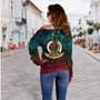 Vanuatu Off Shoulder Sweatshirt Lowpolly Pattern with Polynesian Motif