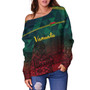 Vanuatu Off Shoulder Sweatshirt Lowpolly Pattern with Polynesian Motif