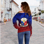 Philippines Filipinos Off Shoulder Sweatshirt Lowpolly Pattern with Tribal Motif