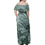 Polynesia Off Shoulder Tribal Polynesian Pattern Leaf Green