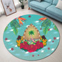 Guam Round Rug Latte Stones Hibiscus