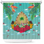 Guam Shower Curtain Latte Stones Hibiscus