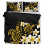 Hawaii Bedding Set Polynesian Tribal Tattoo Plumeria Flower