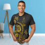 Nauru Custom Personalised T- Shirt - Nauru Strong Fire Pattern Gold 3