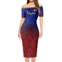 Philippines Filipinos Short Sleeve Off The Shoulder Lady Dress Lowpolly With Tribal Motif
