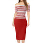 Tonga Short Sleeve Off The Shoulder Lady Dress Ngaatu Pattern Design