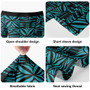 Samoa Short Sleeve Off The Shoulder Lady Dress Samoan Design Stretch Print Fabric Turquoise