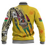 Vanuatu Baseball Jacket Custom Vanuatuan‎ Blood Inside Me Polynesian Sleeve Tattoo Tropical Yellow