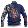 Tahiti Baseball Jacket Custom Tahitian Blood Inside Me Polynesian Sleeve Tattoo Tropical Blue