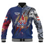 Tahiti Baseball Jacket Custom Tahitian Blood Inside Me Polynesian Sleeve Tattoo Tropical Blue