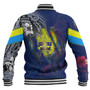 Palau Baseball Jacket Custom Palauan Blood Inside Me Polynesian Sleeve Tattoo Tropical Blue