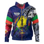 New Caledonia Hoodie Custom New Caledonian Blood Inside Me Polynesian Sleeve Tattoo Tropical Blue