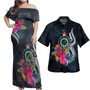 Niue Combo Off Shoulder Long Dress And Shirt Tropical Flower