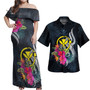 Hawaii Kanaka Maoli Combo Off Shoulder Long Dress And Shirt Tropical Flower