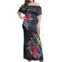 Cook Islands Combo Off Shoulder Long Dress And Shirt Tropical Flower