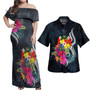 Tonga Combo Off Shoulder Long Dress And Shirt Tropical Flower