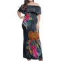 Papua New Guinea Combo Off Shoulder Long Dress And Shirt Tropical Flower