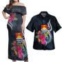 Kiribati Combo Off Shoulder Long Dress And Shirt Tropical Flower