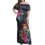 Kiribati Combo Off Shoulder Long Dress And Shirt Tropical Flower