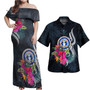 Northern Mariana Islands Combo Off Shoulder Long Dress And Shirt Tropical Flower