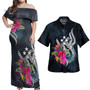 Kosrae Combo Off Shoulder Long Dress And Shirt Tropical Flower
