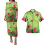 Hawaii Combo Puletasi And Shirt Lilies With Polynesian Pattern