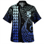 Tonga Combo Short Sleeve Dress And Shirt Kakau Style Gradient Blue