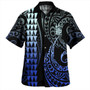 New Caledonia Combo Short Sleeve Dress And Shirt Kakau Style Gradient Blue