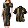 Tuvalu Combo Short Sleeve Dress And Shirt Kakau Style Gold