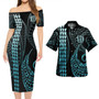 New Zealand Combo Short Sleeve Dress And Shirt Kakau Style Turquoise