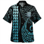 Papua New Guinea Combo Short Sleeve Dress And Shirt Kakau Style Turquoise