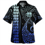 Marquesas Islands Combo Short Sleeve Dress And Shirt Kakau Style Gradient Blue