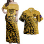 American Samoa Combo Dress And Shirt - AS Bald Eagle With Plumeria Tropical Vintage Tribal Gold