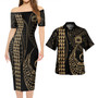 Samoa Combo Short Sleeve Dress And Shirt Kakau Style Gold